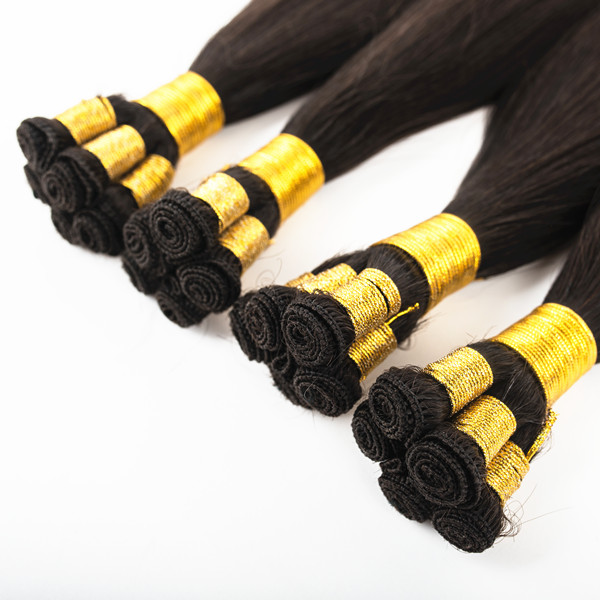 Russian hair double drawn hand tied hair weft  zj0031